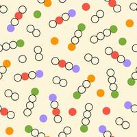 Colorful geometric rings on a beige background. Retro playful abstract seamless pattern. vector