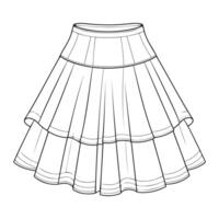 Cute and simple outline icon of a flared skirt with pleats, perfect for fashion design projects. vector