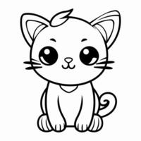 Clean line cat icon for coloring. vector