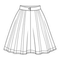 Detailed sketch of a stylish flared skirt with pleats, perfect for fashion illustrations. vector