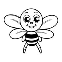 Clean line bee icon for coloring. vector