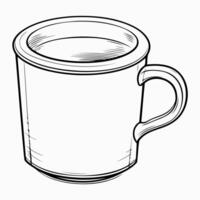 Clean line mug icon for coloring. vector