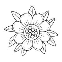 Professional artist creating clean, cute flower sketches for icons or designs in simple line art style. vector