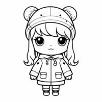 Clean line girl icon for coloring. vector