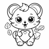Clean line cat icon for coloring. vector