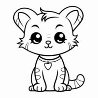 Clean line cat icon for coloring. vector