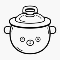 Clean line rice cooker icon for coloring. vector