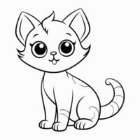 Clean line cat icon for coloring. vector