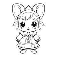 Clean line rabbit icon for coloring. vector