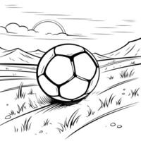 Clean and minimalist design of a soccer ball on a field, perfect for sports enthusiasts and soccer fans. vector