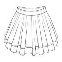 Cute and simple outline icon of a flared skirt with pleats, perfect for fashion design projects. vector