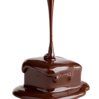 Rich Dark Chocolate Sauce Pouring Over Smooth Surface Close-Up png