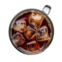 A glass of iced coffee with ice cubes in it png