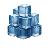 Stack of Blue Ice Cubes - Clear and Refreshing Frozen Blocks png