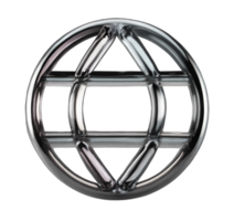 3D globe icon on a transparent background, element in Y2K style. Molten metal, shiny chrome surface. png