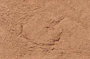 Dry ground cocoa powder, texture. Close up photo