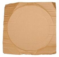 Piece of brown cardboard with torn edges on isolated background photo