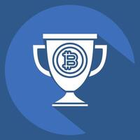 Icon Bitcoin Trophy. related to Cryptography symbol. long shadow style. simple design illustration vector