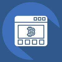 Icon Bitcoin Website. related to Cryptography symbol. long shadow style. simple design illustration vector