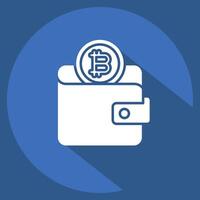 Icon Bitcoin Wallet. related to Cryptography symbol. long shadow style. simple design illustration vector