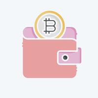 Icon Bitcoin Wallet. related to Cryptography symbol. doodle style. simple design illustration vector