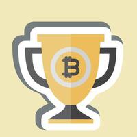Sticker Bitcoin Trophy. related to Cryptography symbol. simple design illustration vector