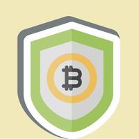 Sticker Bitcoin Protection. related to Cryptography symbol. simple design illustration vector