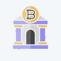 Icon Bitcoin Bank. related to Cryptography symbol. doodle style. simple design illustration vector