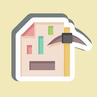 Sticker Mining Chart. related to Cryptography symbol. simple design illustration vector