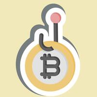 Sticker Bitcoin Phising. related to Cryptography symbol. simple design illustration vector
