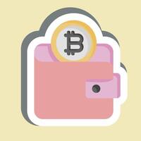 Sticker Bitcoin Wallet. related to Cryptography symbol. simple design illustration vector