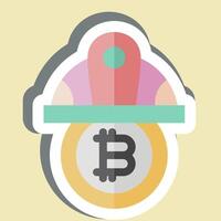 Sticker Bitcoin Minor Hat. related to Cryptography symbol. simple design illustration vector