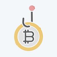 Icon Bitcoin Phising. related to Cryptography symbol. doodle style. simple design illustration vector