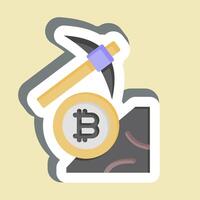 Sticker Bitcoin Mining. related to Cryptography symbol. simple design illustration vector