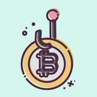 Icon Bitcoin Phising. related to Cryptography symbol. MBE style. simple design illustration vector