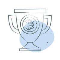 Icon Bitcoin Trophy. related to Cryptography symbol. Color Spot Style. simple design illustration vector
