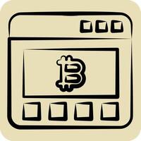 Icon Bitcoin Website. related to Cryptography symbol. hand drawn style. simple design illustration vector