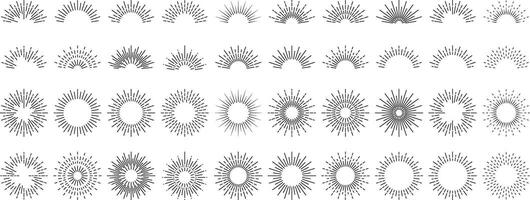 burst, sunrays, light rays shine or blast line vintage and abstract editable stroke design collection vector