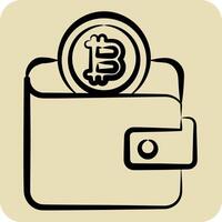 Icon Bitcoin Wallet. related to Cryptography symbol. hand drawn style. simple design illustration vector