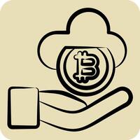 Icon Cloud Money. related to Cryptography symbol. hand drawn style. simple design illustration vector