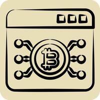 Icon Bitcoin Web. related to Cryptography symbol. hand drawn style. simple design illustration vector