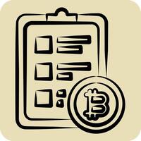Icon Crypto Report. related to Cryptography symbol. hand drawn style. simple design illustration vector
