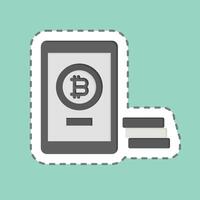Sticker line cut Bitcoin Payment. related to Cryptography symbol. simple design illustration vector