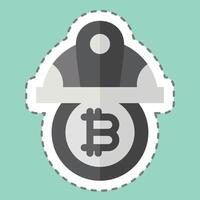 Sticker line cut Bitcoin Minor Hat. related to Cryptography symbol. simple design illustration vector