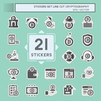 Sticker line cut Set Cryptography. related to Bitcoin symbol. simple design illustration vector
