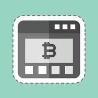 Sticker line cut Bitcoin Website. related to Cryptography symbol. simple design illustration vector