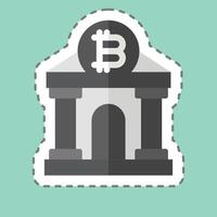 Sticker line cut Bitcoin Bank. related to Cryptography symbol. simple design illustration vector