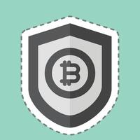 Sticker line cut Bitcoin Protection. related to Cryptography symbol. simple design illustration vector