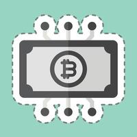 Sticker line cut Digital Currency. related to Cryptography symbol. simple design illustration vector