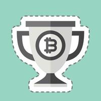 Sticker line cut Bitcoin Trophy. related to Cryptography symbol. simple design illustration vector